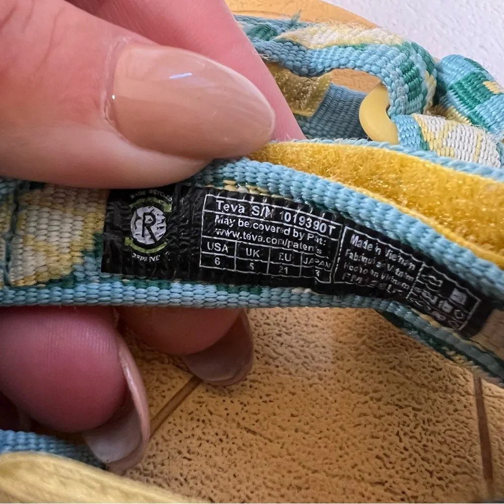 Teva Kids Yellow and Teal Floral Strap Sandals
